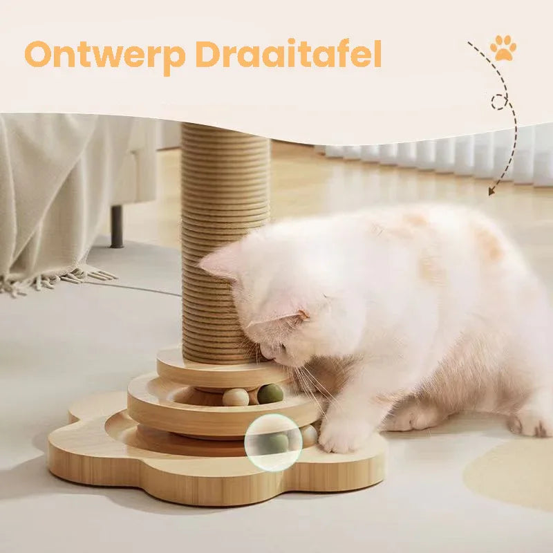 Katten Speelset Met Draaitafel en Krabpaal Duurzaam Interactief Gezond Krabben 46x24cm - Ruffy