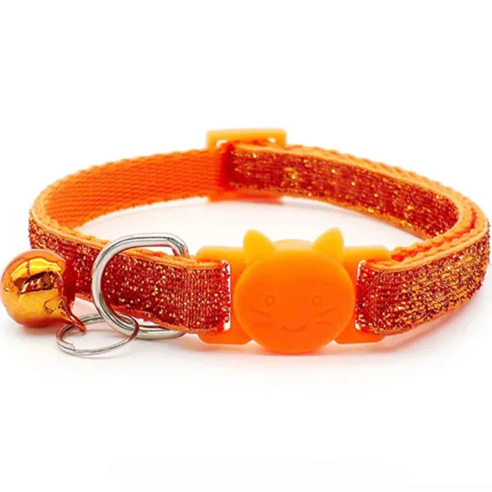 Verstelbare nylon huisdierhalsband met kattengezichtsknop en bel – voor kleine huisdieren - Ruffy