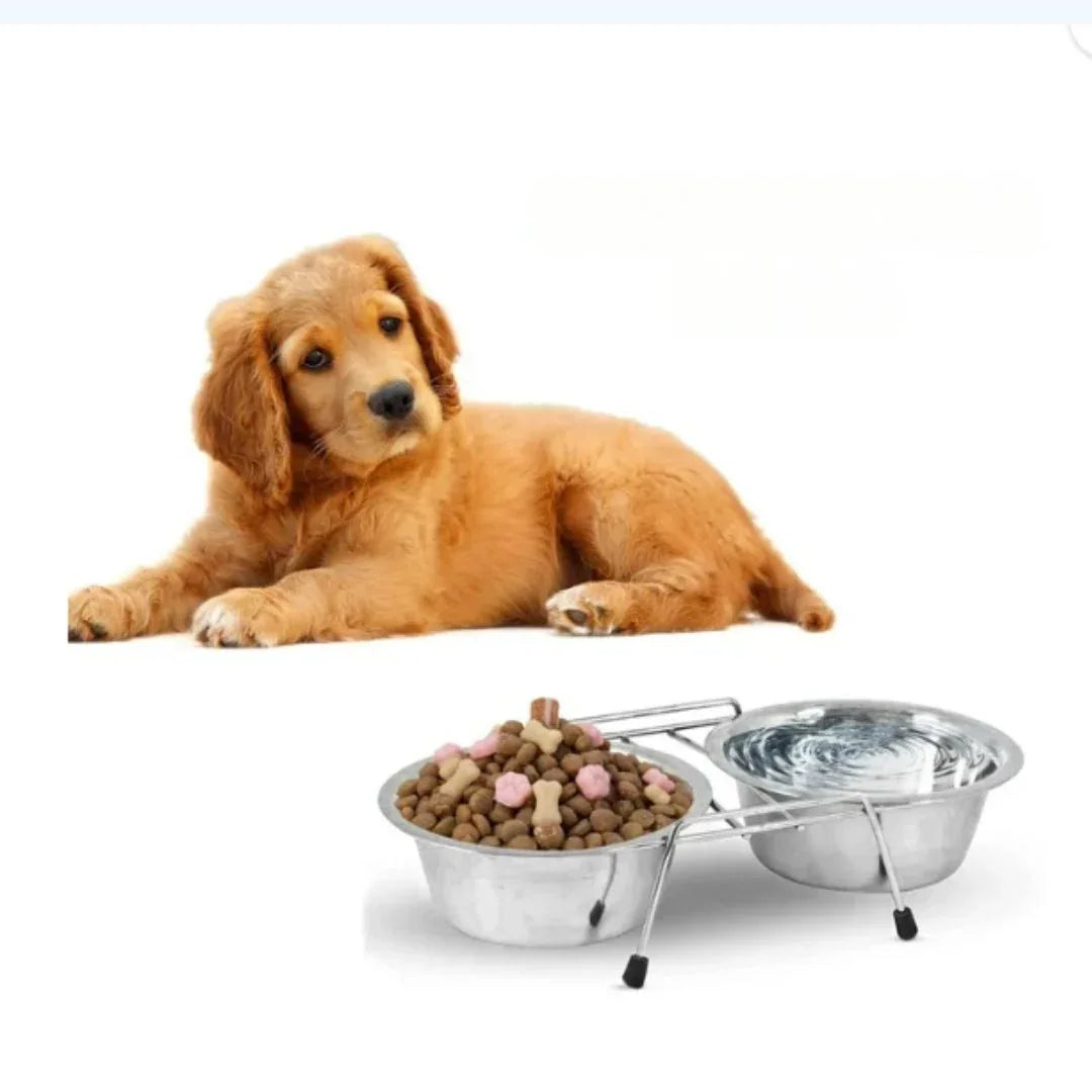 Roestvrijstalen Dubbele Voer- en Waterbak Verhoogd Ontwerp voor Huisdieren Duurzaam Hygiënisch - Ruffy