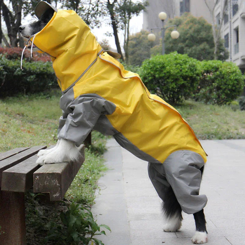 Honden Regenjas Jumpsuit | Waterdicht Gehoód Ontwerp | Verstelbare Pasvorm - Ruffy