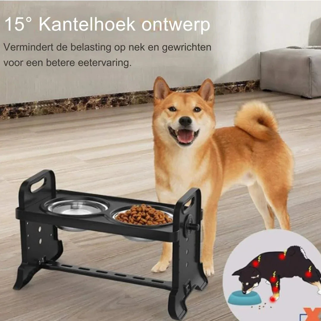 Verstelbare Verhoogde Hondenbakken Antislipvoetjes Ergonomisch Roestvrij Staal Gezondere Spijsvertering - Ruffy