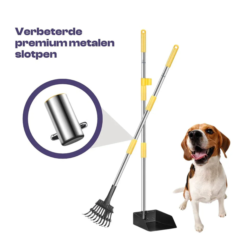 Roestvrij Metalen Hondenpoepschep Hark Set - Ruffy