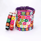 Bloemen leren hondenhalsband - Ruffy