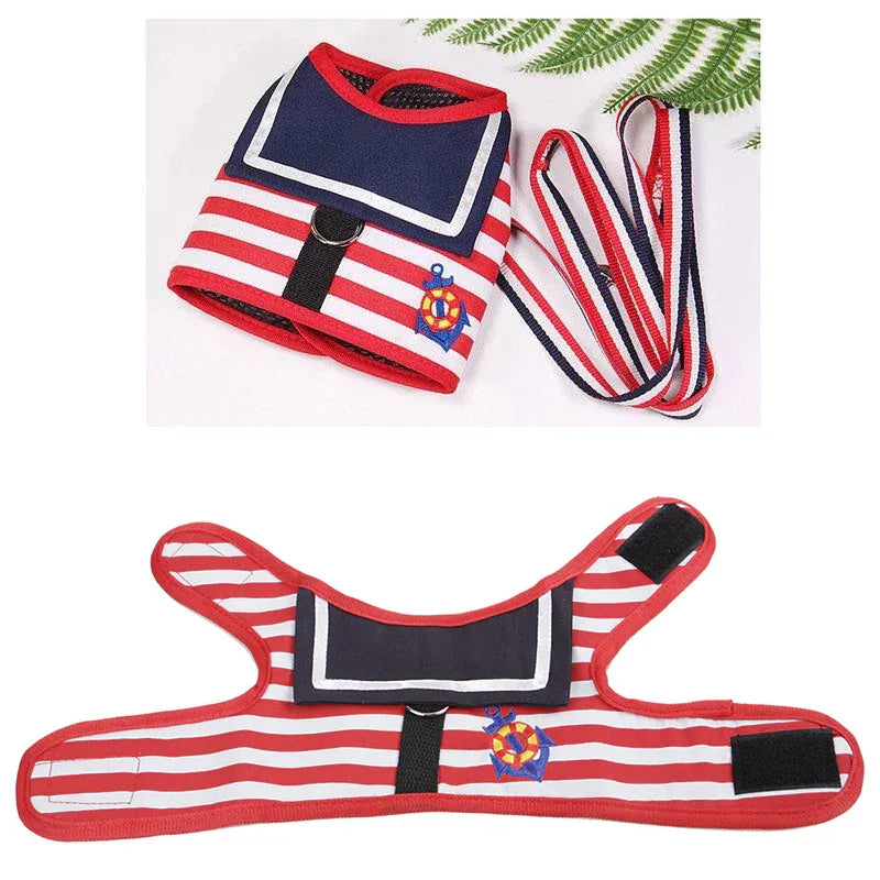 Hondentuig Leiband Set Zachte Marine Schipper Stijl - Ruffy