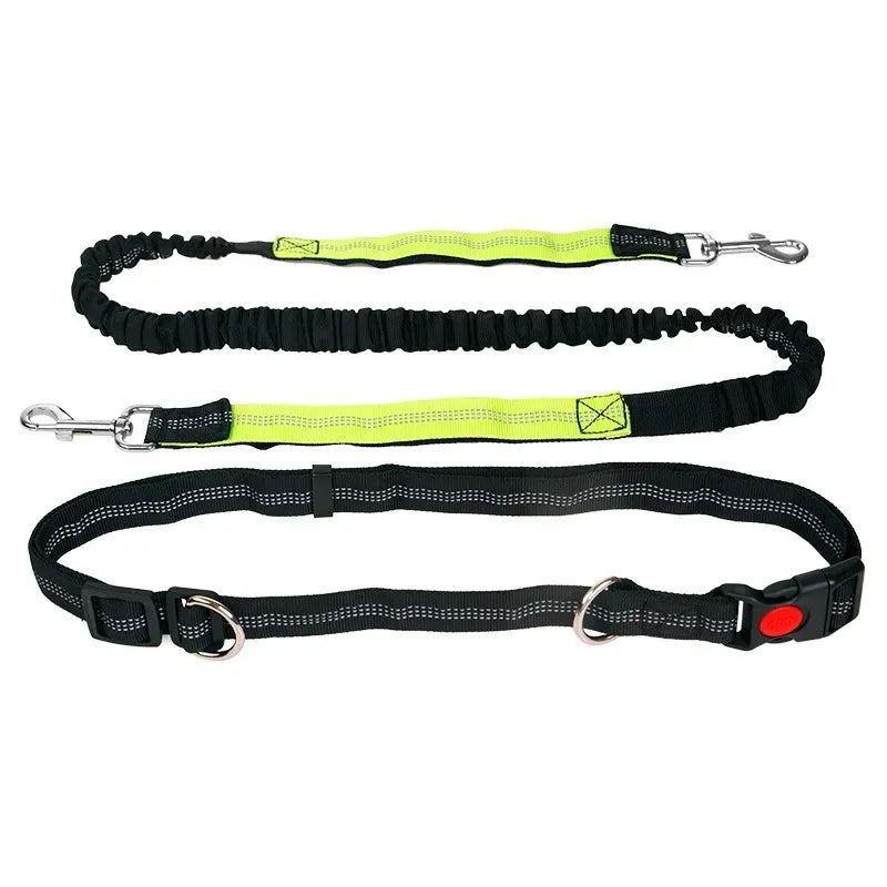 Hands-Free Intrekbare Hondenriem Met Heupriem Reflecterend Bungee Ontwerp Comfortabel Voor Wandelen en Rennen - Ruffy