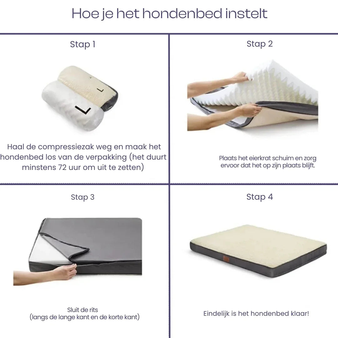 Luxe Traagschuim Hondenbed Pluche Comfort Orthopedisch Afneembare Wasbare Hoes Antislipbasis - Ruffy