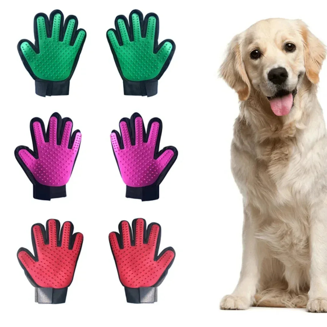 Handschoenborstel Honden en Katten Ontharen Verzorging Zachte Massage Comfortabel Rubber Duurzaam (2+2 GRATIS) - Ruffy