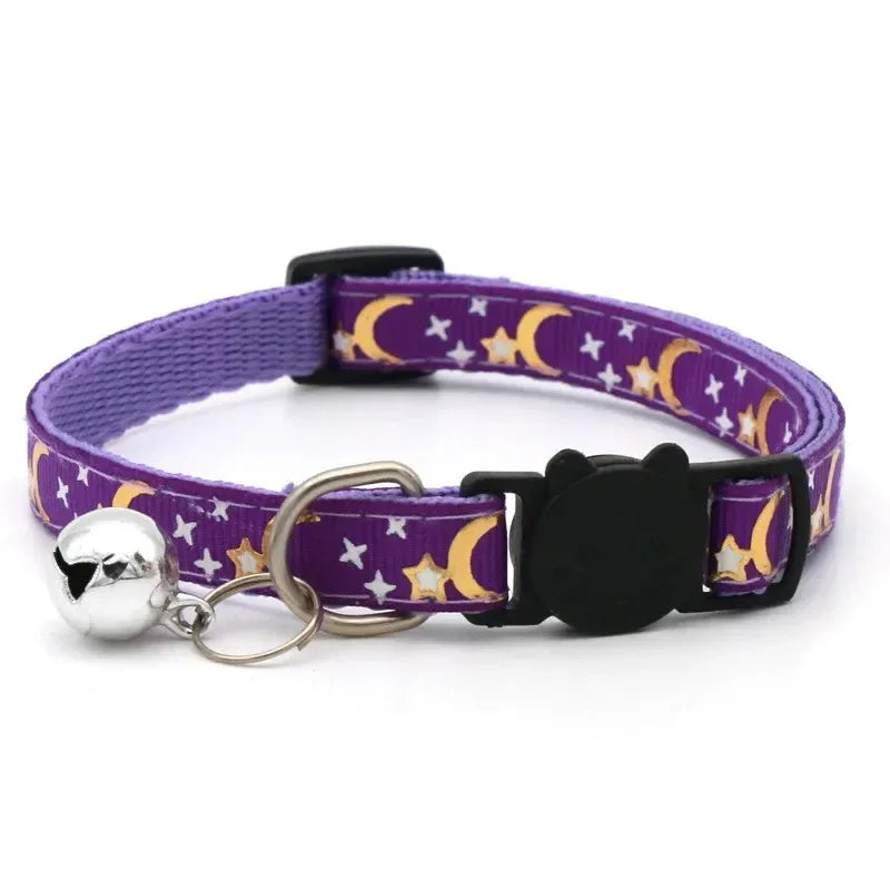 Maan en Ster Patroon Kattenhalsband Verstelbaar Nylon met Breakaway Veiligheidssluiting - Ruffy