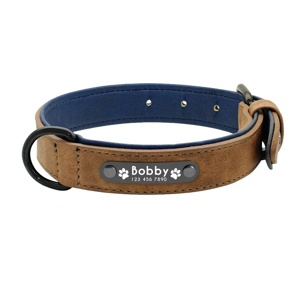 Aangepaste ID Lederen Hondenhalsband - Ruffy