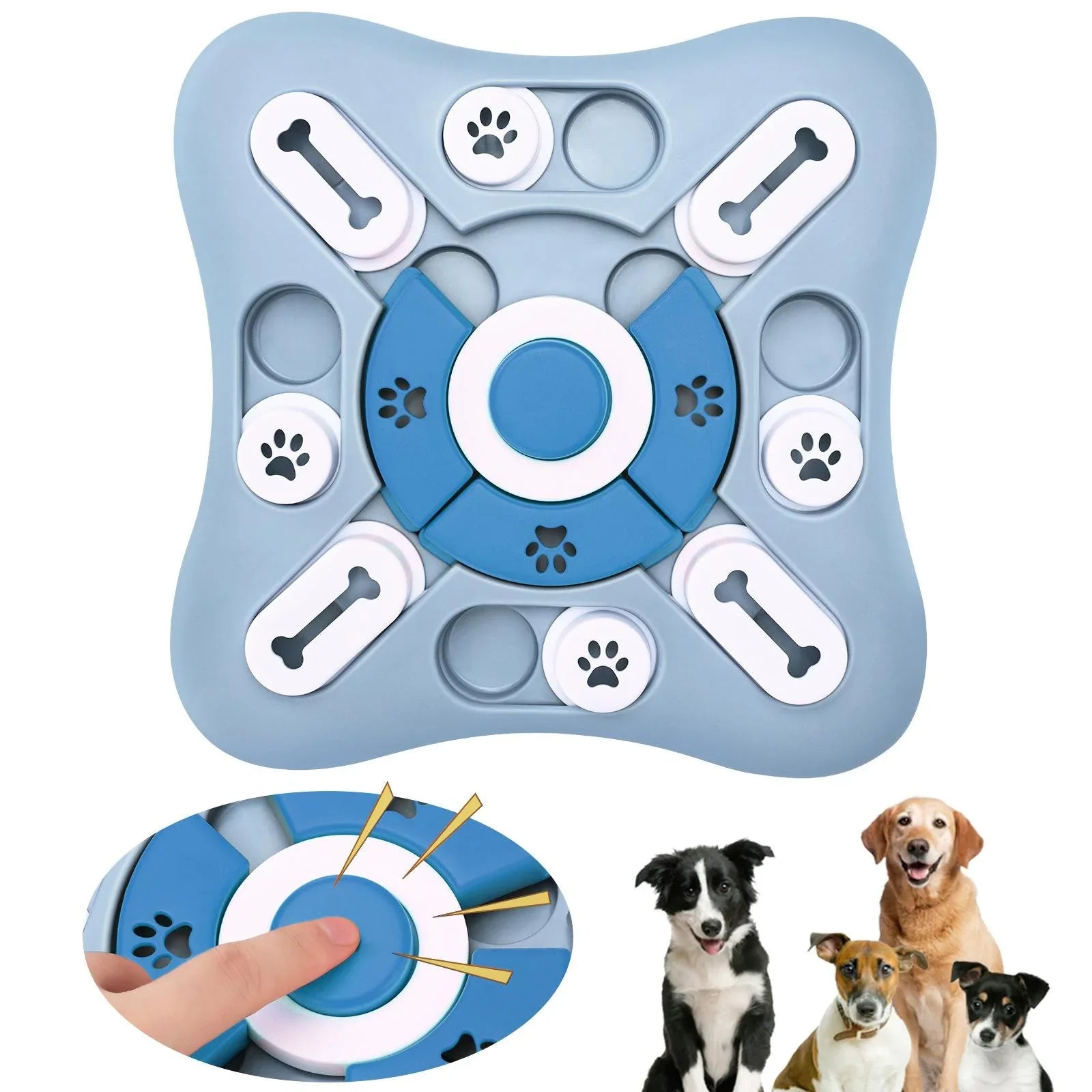 Interactieve Voerplaat voor Honden Mentale Stimulatie en Langzaam Eten - 10x10 inch Blauw - Ruffy
