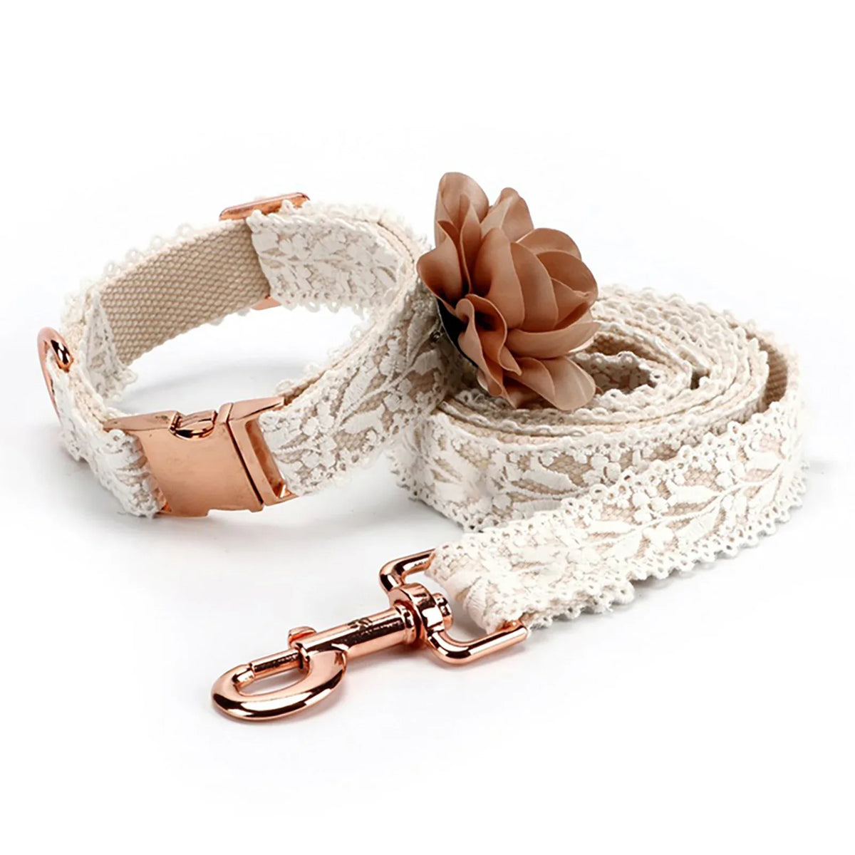Cotton Lace Hondenhalsband en Leiband Set Verstelbaar en Duurzaam Met Elegant Ontwerp - Ruffy