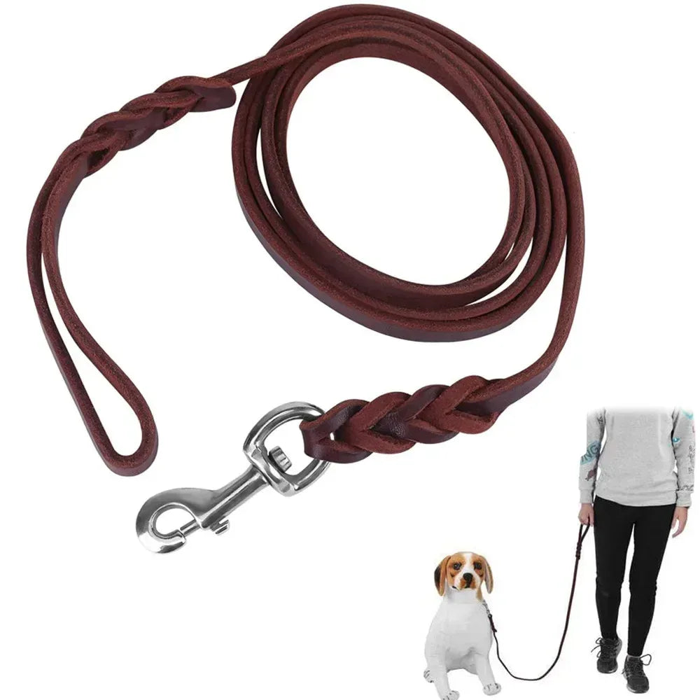Lange Gevlochten Leren Hondenriem - Ruffy