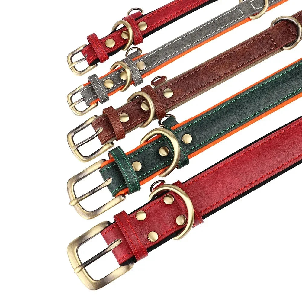 Hondenhalsband | Gegraveerde ID-naamplaat | Echt Leer | Verstelbaar - Ruffy