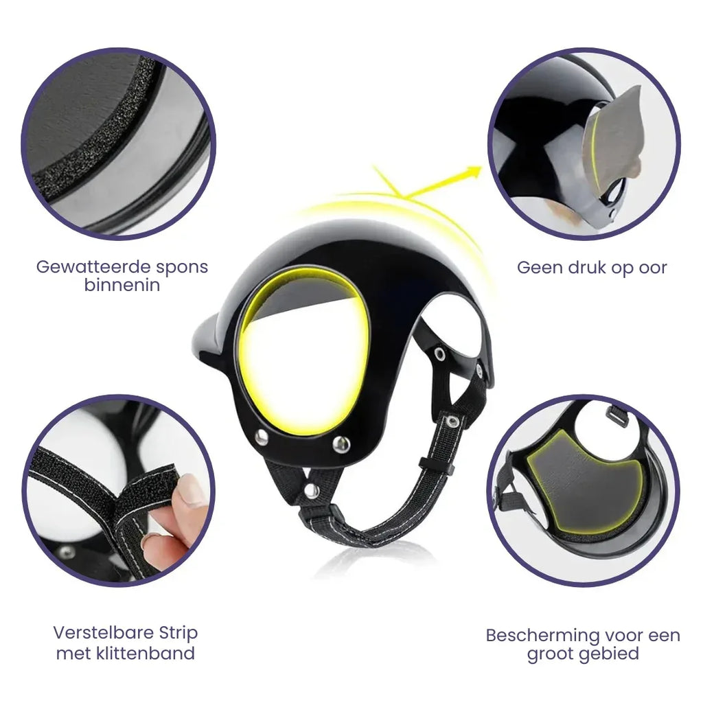 Hondenhelm en Bril Voor Veiligheid Op De Motor of Scooter - Ruffy
