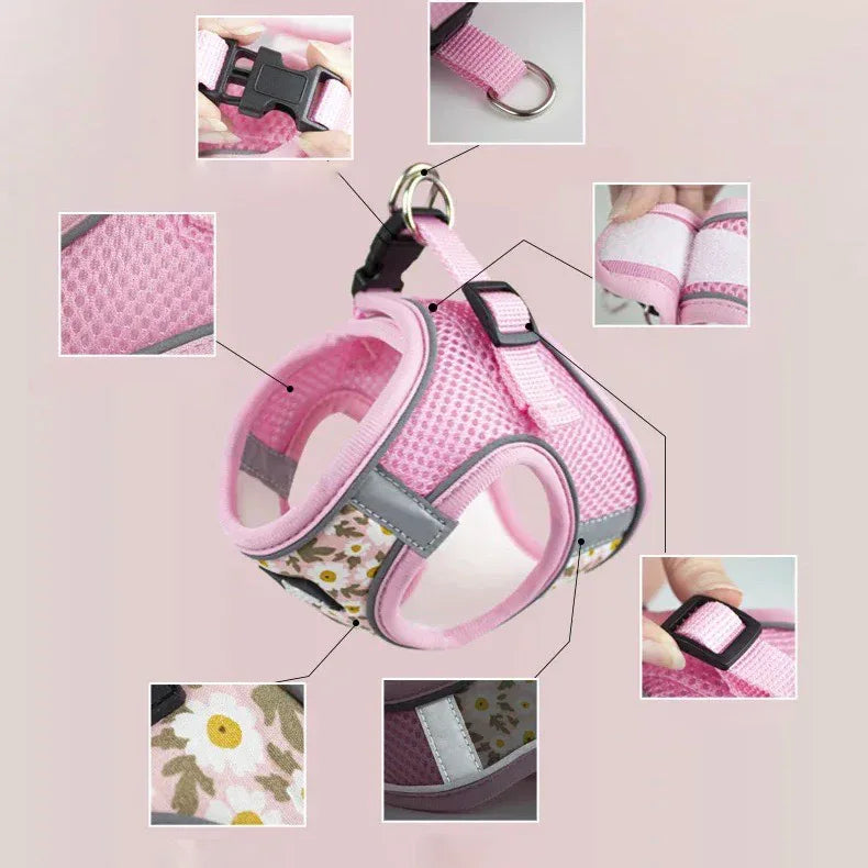 Ademend Nylon Mesh Kat en Puppy Harnas Verstelbaar Comfortabel Lichtgewicht Stijlvol Veilig Voor Dagelijkse Wandelingen - Ruffy