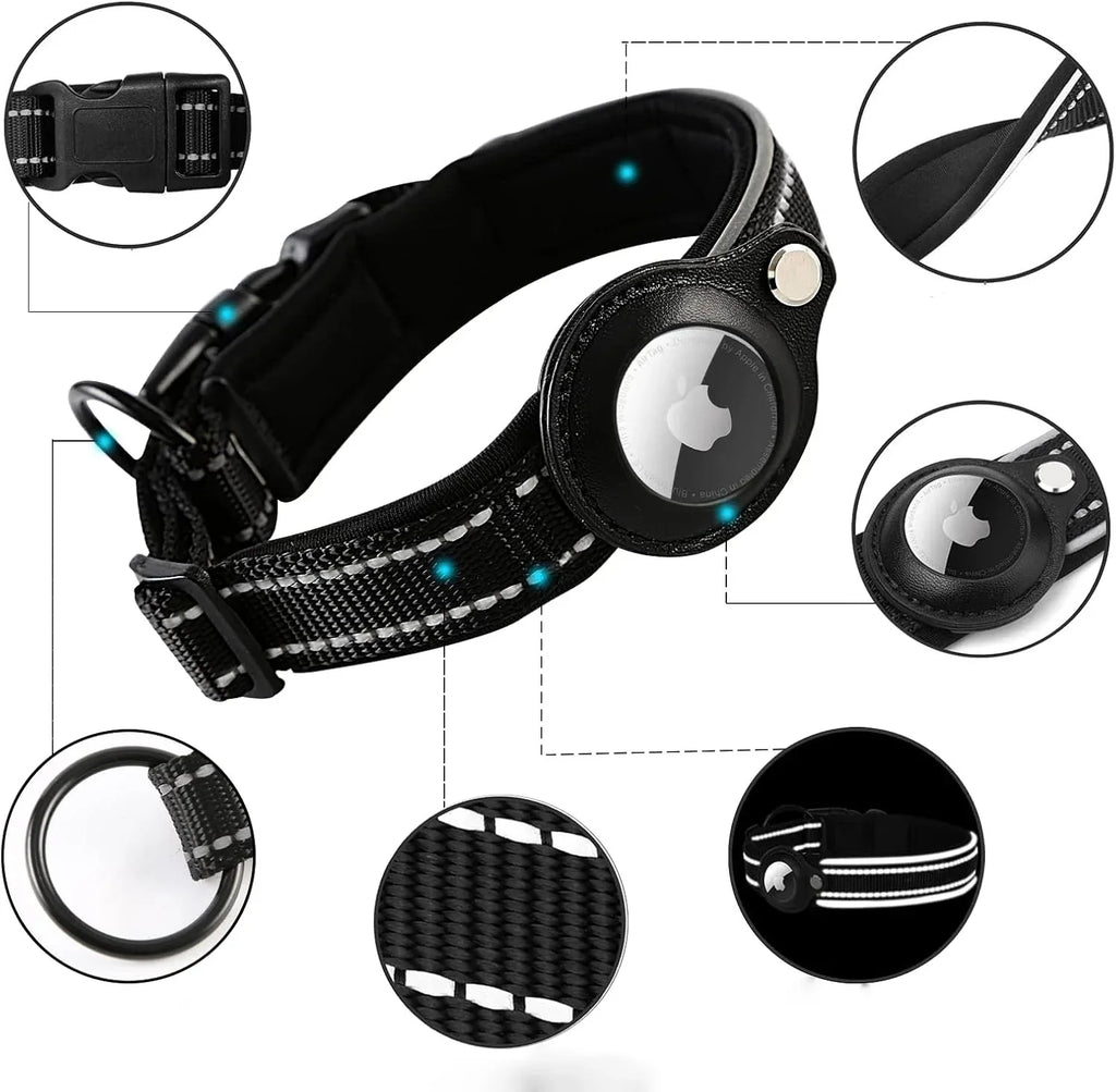 Hondenhalsband | Reflecterend Gevoerd Design | Nylon | Ingebouwde Trackerhouder - Ruffy