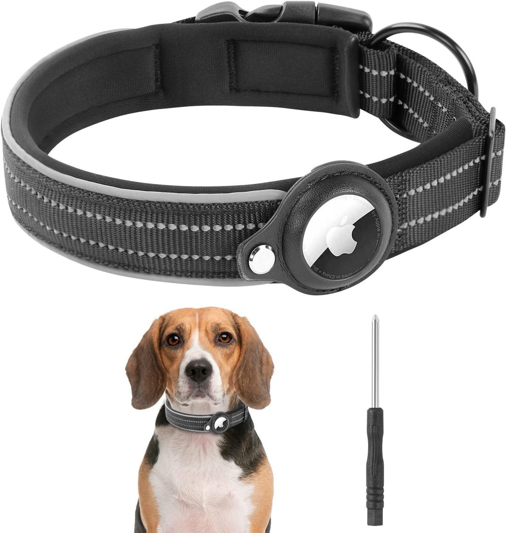 Hondenhalsband | Reflecterend Gevoerd Design | Nylon | Ingebouwde Trackerhouder - Ruffy