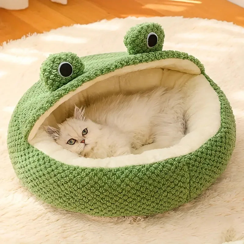 Kikkervormig pluche kattenbed met wasbare hoes Knus omsloten ontwerp Meerdere maten - Ruffy