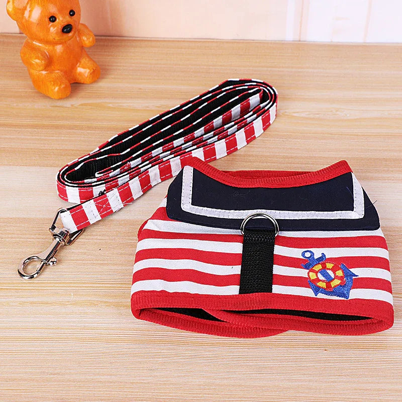 Hondentuig Leiband Set Zachte Marine Schipper Stijl - Ruffy