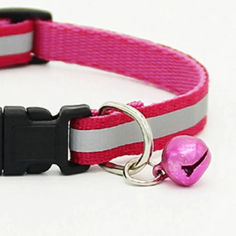 Reflecterende kattenhalsband met veiligheidsgesp, verstelbaar nylon bandje en bel - Ruffy