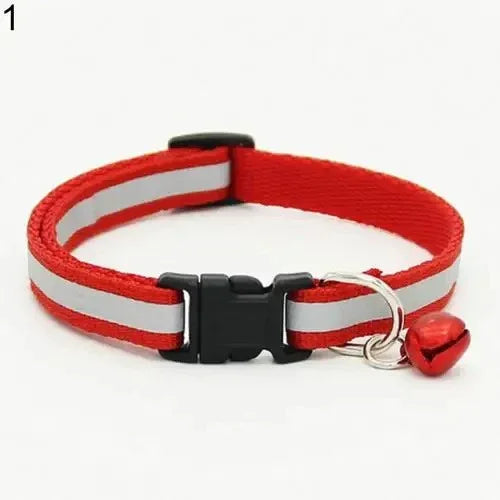 Reflecterende kattenhalsband met veiligheidsgesp, verstelbaar nylon bandje en bel - Ruffy