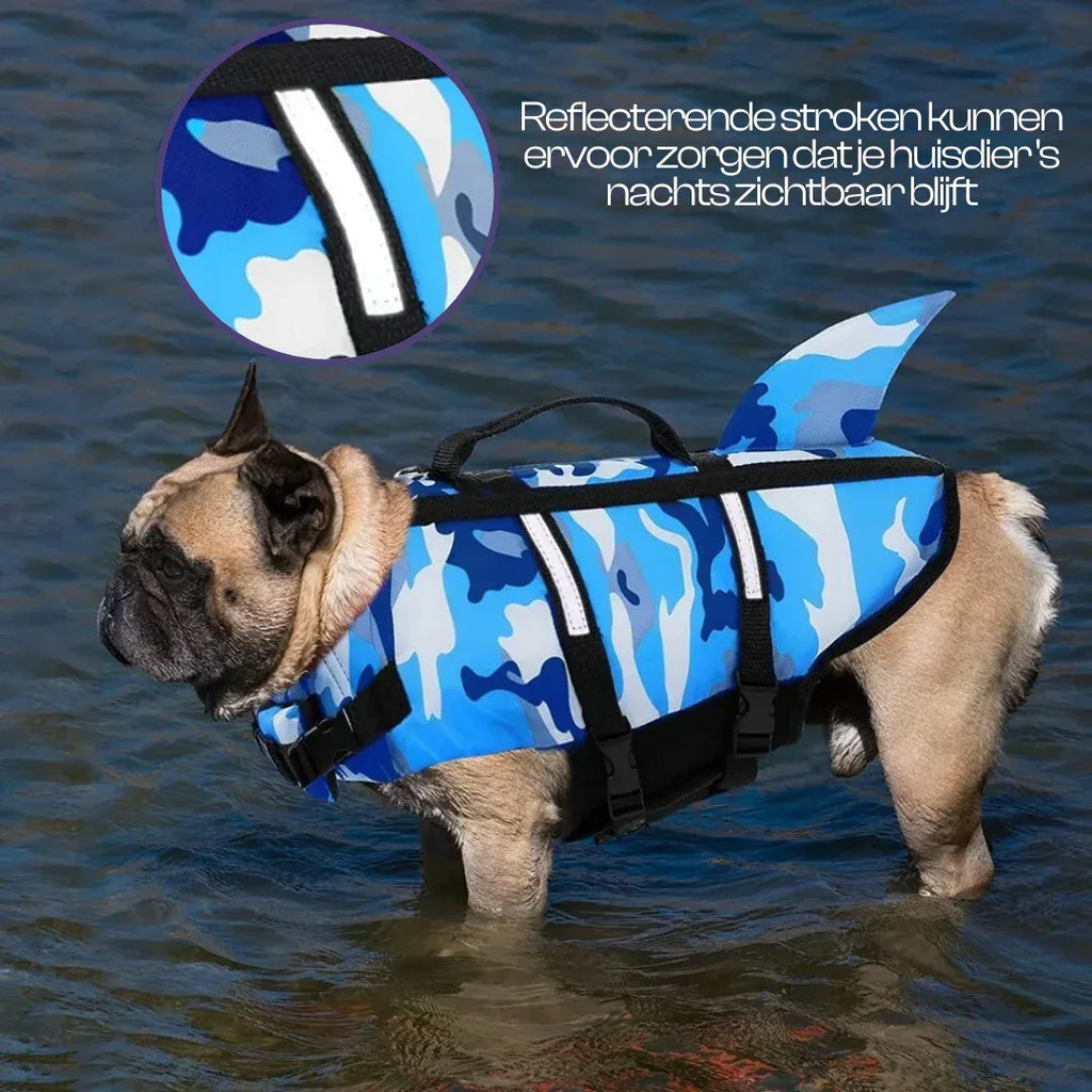 Honden Zwemvest Haaienvin Camouflage Met Ingebouwd Tuigje En Handvat - Ruffy