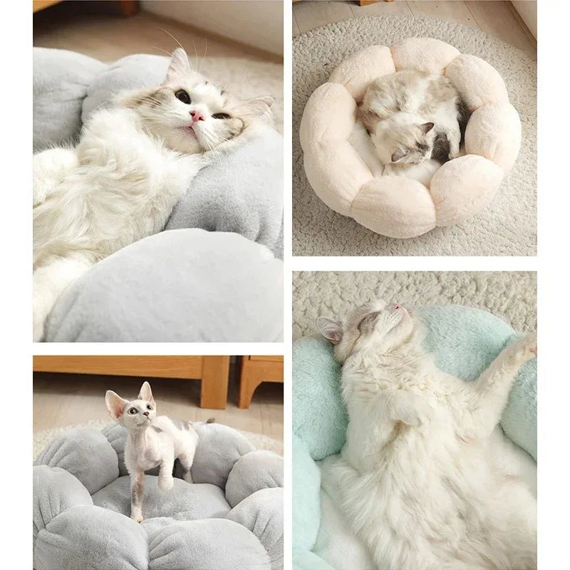 Bloemvormig Kattenkussen Zelfverwarmend Wasbaar en Universeel voor Alle Seizoenen - Ruffy