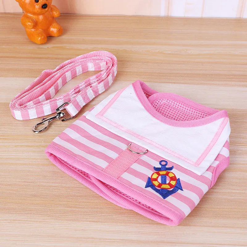Hondentuig Leiband Set Zachte Marine Schipper Stijl - Ruffy