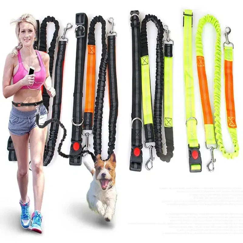 Hands-Free Intrekbare Hondenriem Met Heupriem Reflecterend Bungee Ontwerp Comfortabel Voor Wandelen en Rennen - Ruffy