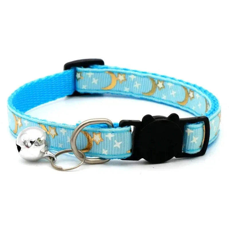 Maan en Ster Patroon Kattenhalsband Verstelbaar Nylon met Breakaway Veiligheidssluiting - Ruffy