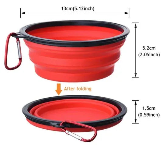 Opvouwbare siliconen hondenbak Draagbare voedsel- en waterbak voor op reis in levendige kleuren - Ruffy