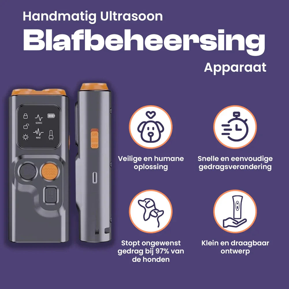 Draagbaar Ultrasoon Antiblafmiddel Voor Honden - Ruffy