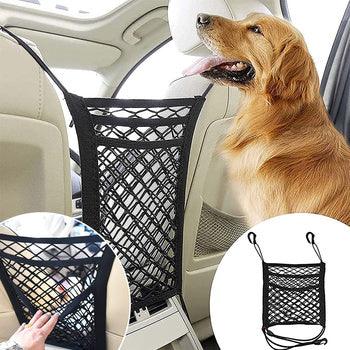 Dubbellaags Auto Barrièrenet voor Honden met Opbergvak Veiligheid en Universele Pasvorm - Ruffy