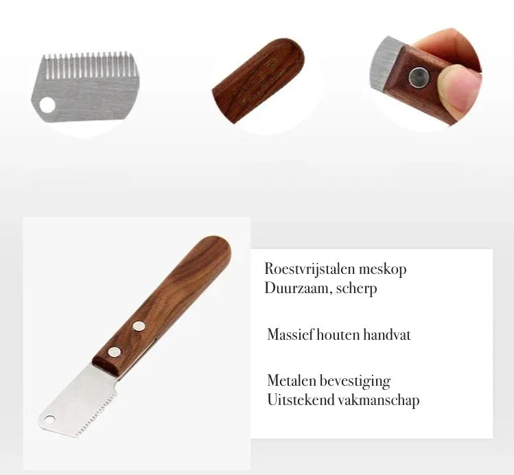 Professionele Hondenkam Voor Verwijderen Onderhaar Duurzaam Ergonomisch Houten Handvat Roestvrij Staal - Ruffy