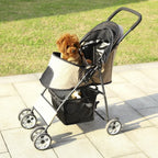 Lichtgewicht opvouwbare kinderwagen voor huisdieren met 360° draaibare wielen en opbergruimte - Ruffy