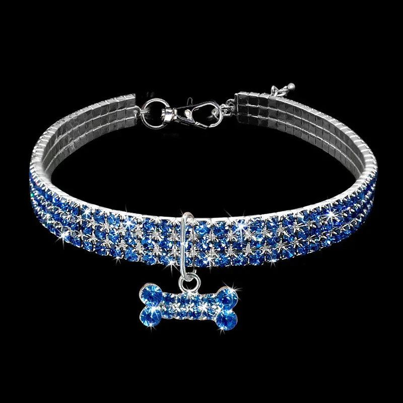 Glamoureuze Hondenhalsband Verstelbaar Bergkristal Comfortabel Duurzaam Koper Zilver Geplateerd - Ruffy