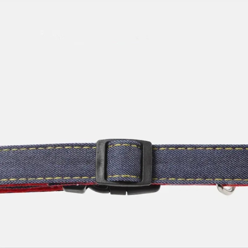 Cowboy Hondenriem en Borstriem Set Duurzaam Denim Met Reflecterend Ontwerp - Ruffy