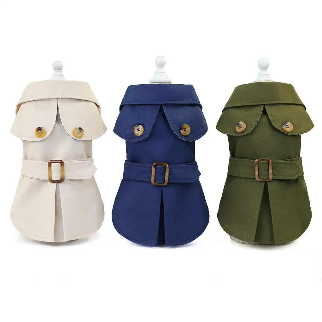Stijlvolle trenchcoat voor kleine honden Warm en geschikt Katoen Herfst Winter flexibel Aan en Uit - Ruffy