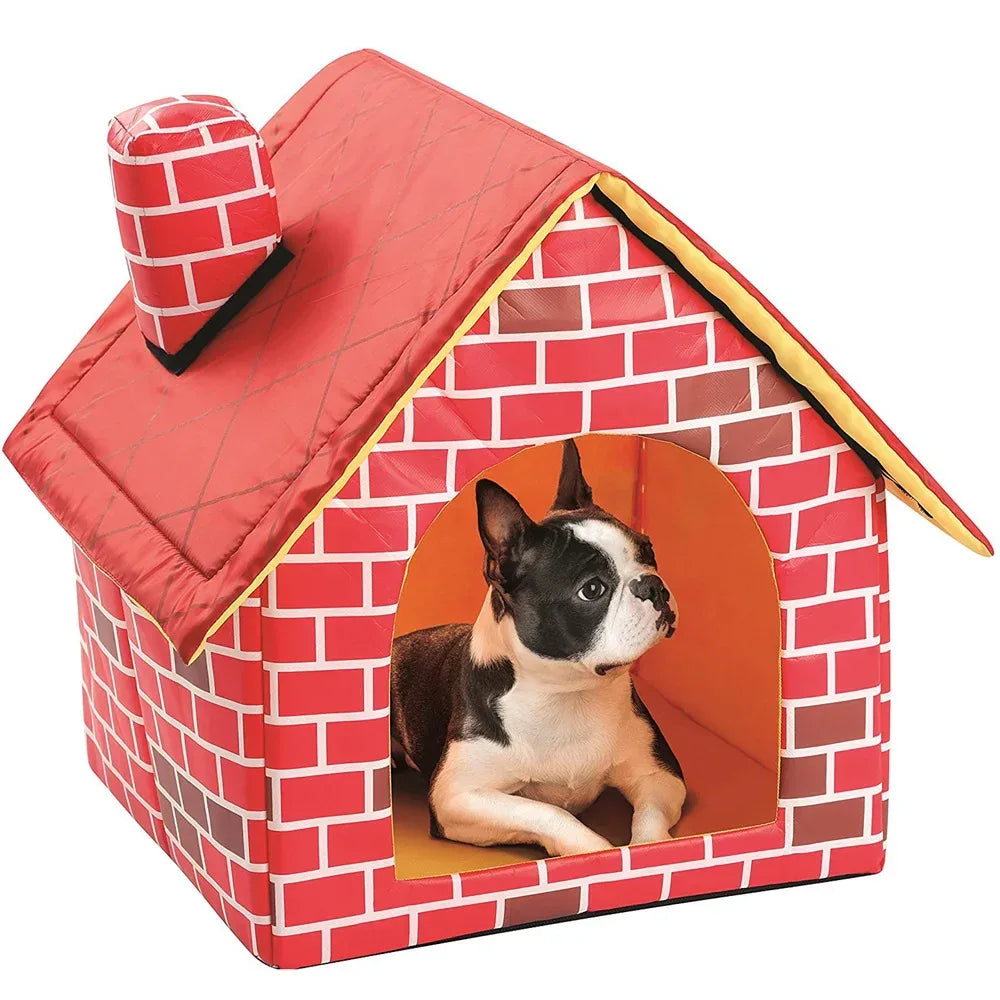 Gezellig huisdierhuis met schattig schoorsteenontwerp Zacht polyester, lichtgewicht en wasbaar - Ruffy