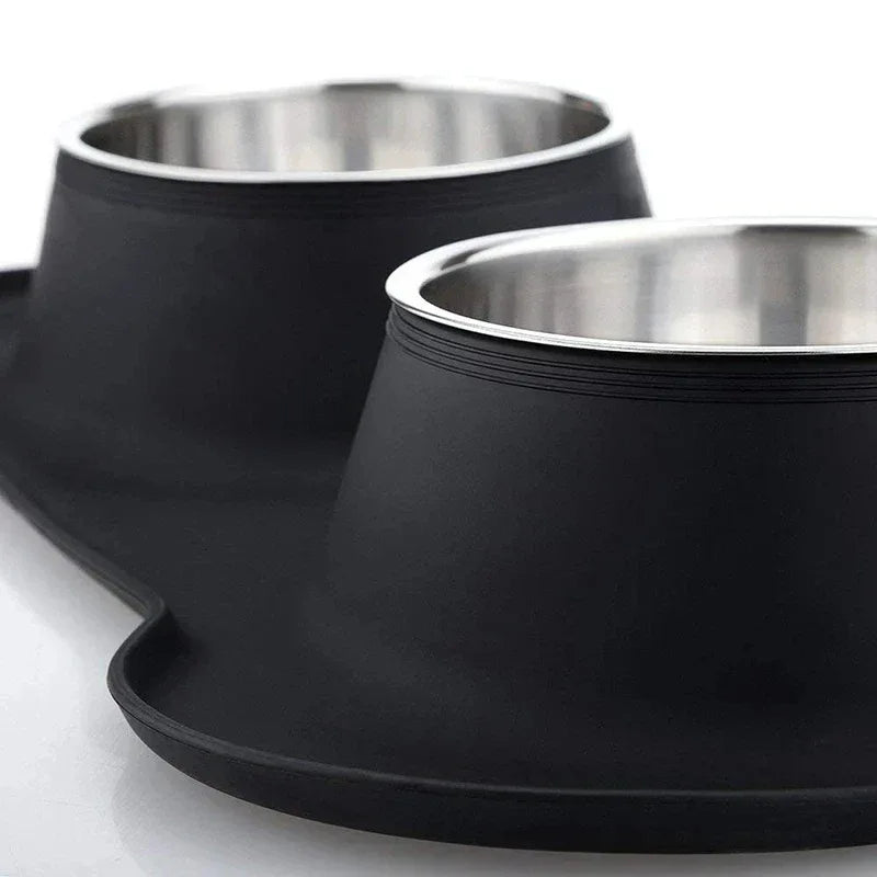 Duurzame dubbele kommen met antislipbodem van silicone Morsbestendig ontwerp voor schone voeding - Ruffy