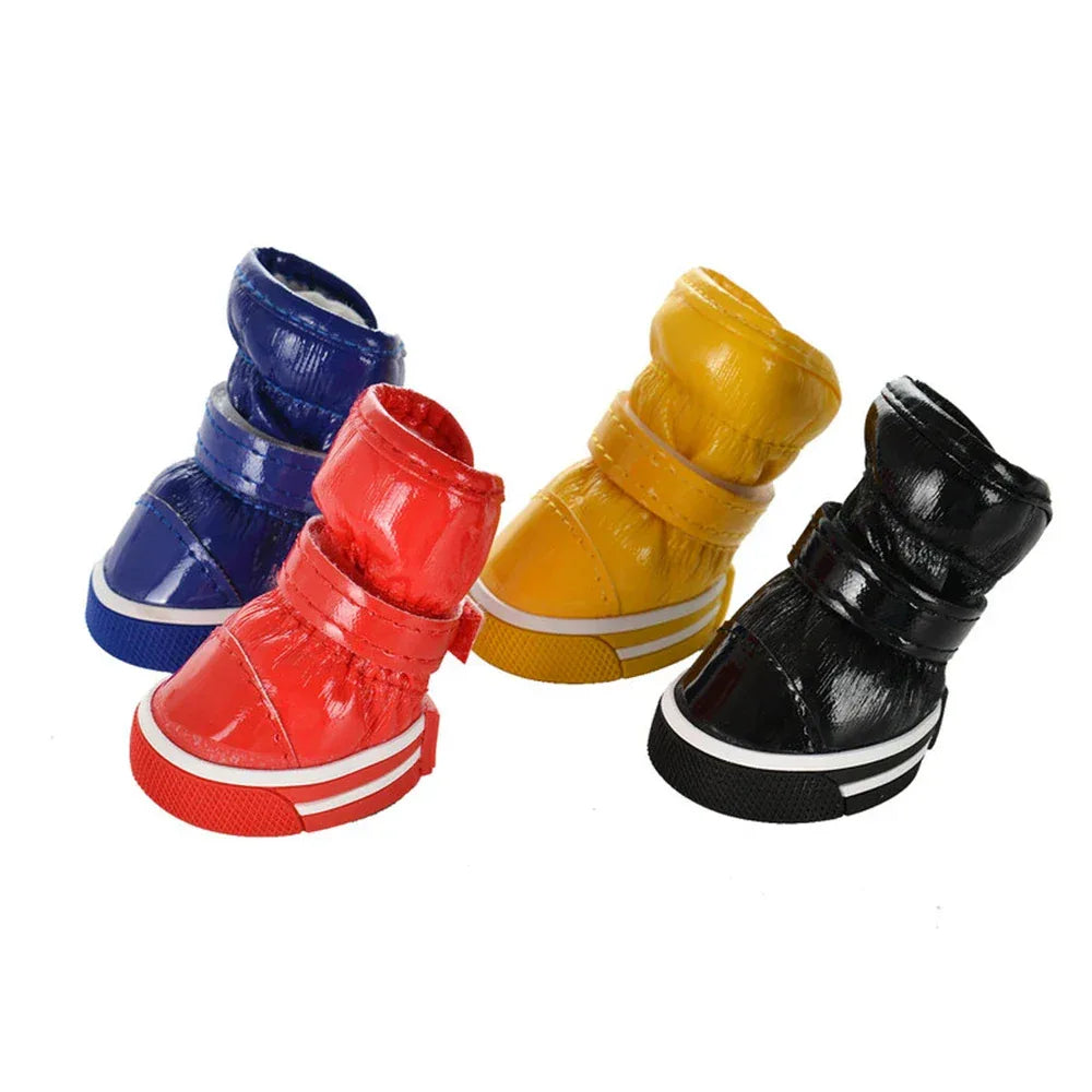 Waterdichte antislip dierenlaarzen met gezellige fleecevoering voor kleine honden en katten in rood zwart - Ruffy