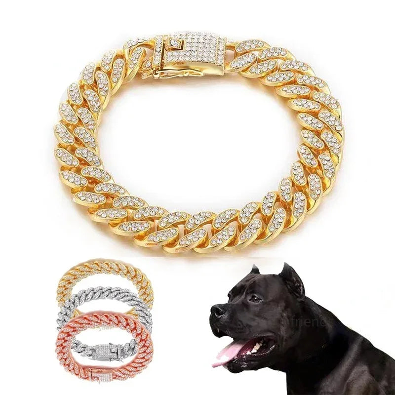 Hondenketting Halsband Nep Diamanten Cubaanse - Ruffy