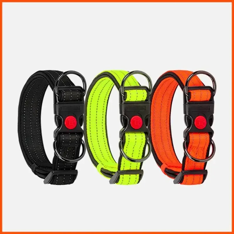 Verstelbare reflecterende hondenhalsband met snelsluiting Gewatteerd nylon voor nachtveiligheid en comfort - Ruffy