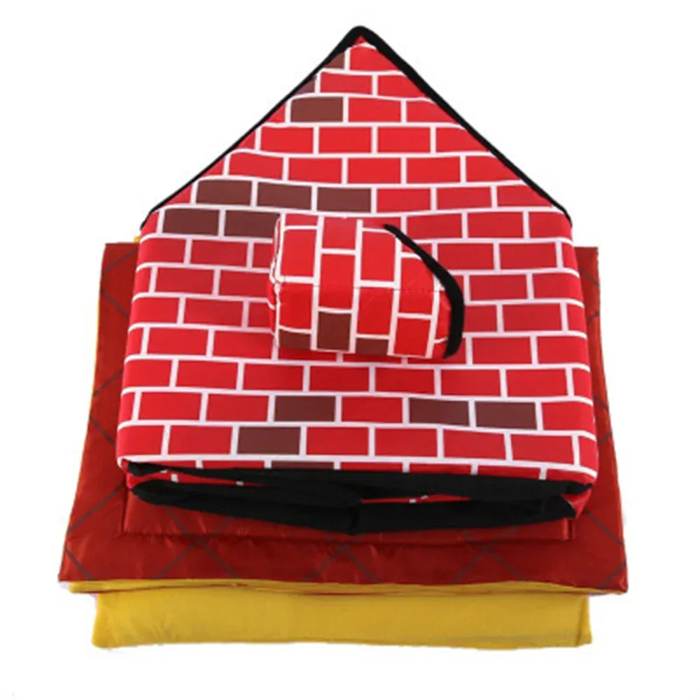 Gezellig huisdierhuis met schattig schoorsteenontwerp Zacht polyester, lichtgewicht en wasbaar - Ruffy