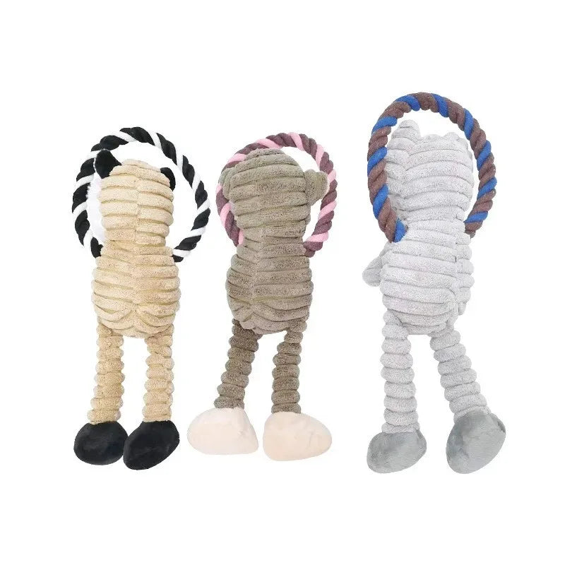 Duurzaam piepend pluchen hondenspeeltje ter bevordering van de tandgezondheid en interactief spelen 31 cm - Ruffy