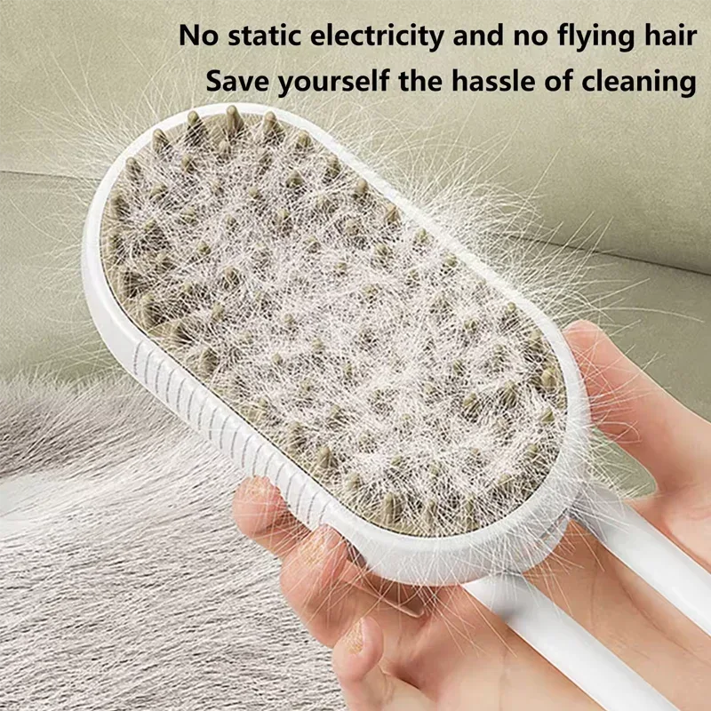 Automatische Steam Spray Pet Grooming borstel opvouwbaar ontwerp voor gemakkelijk verwijderen van haren en kalmerende massage - Ruffy