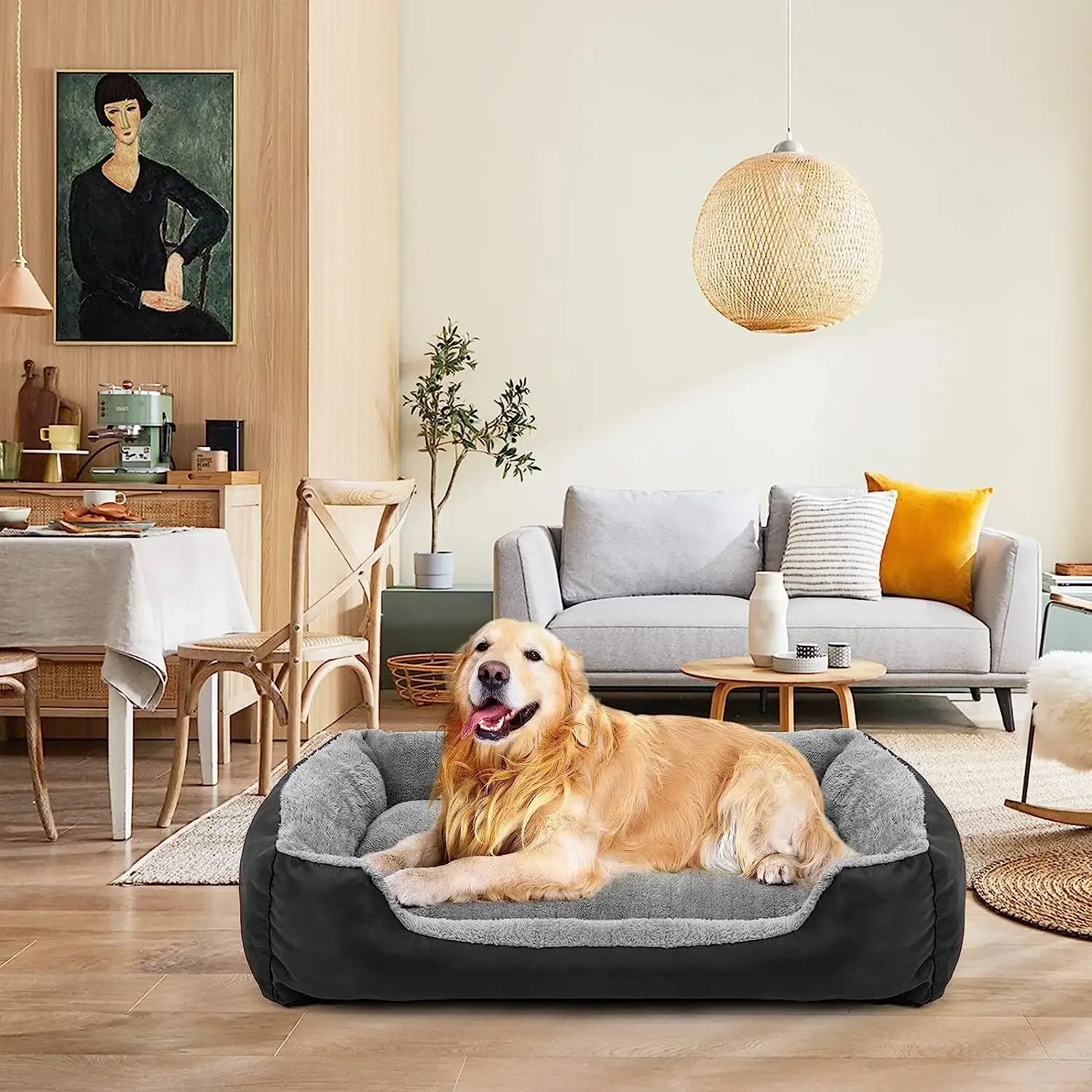 Duurzaam hondenbed met afneembare hoes, koraalfleece, verhoogde randen, wasbaar - Ruffy
