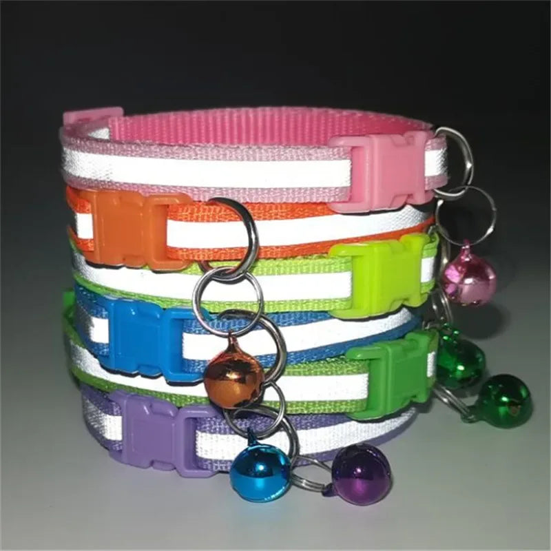 Verstelbare reflecterende huisdierhalsband met bel Duurzaam polyester in levendige kleuren voor alle seizoenen - Ruffy