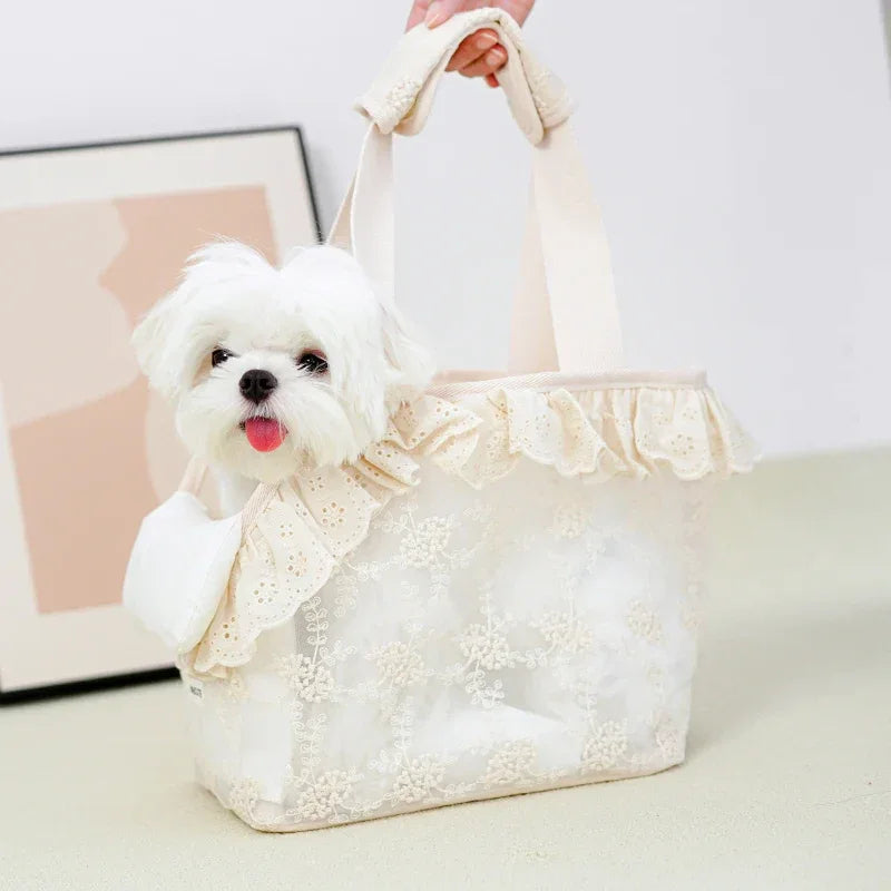 Lichtgewicht nylon bloemendraagtas met kussen voor kleine honden tot 5 kg ademend ontwerp - Ruffy