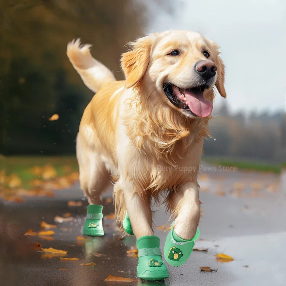 Waterdichte rubberen regenlaarzen voor huisdieren met antislipzool en klittenbandband Duurzaam en stijlvol in meerdere kleuren - Ruffy